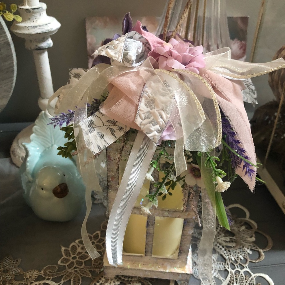 Handcrafted White Glitter Lantern with Soft Yellow Glow - Picture 4 of 12